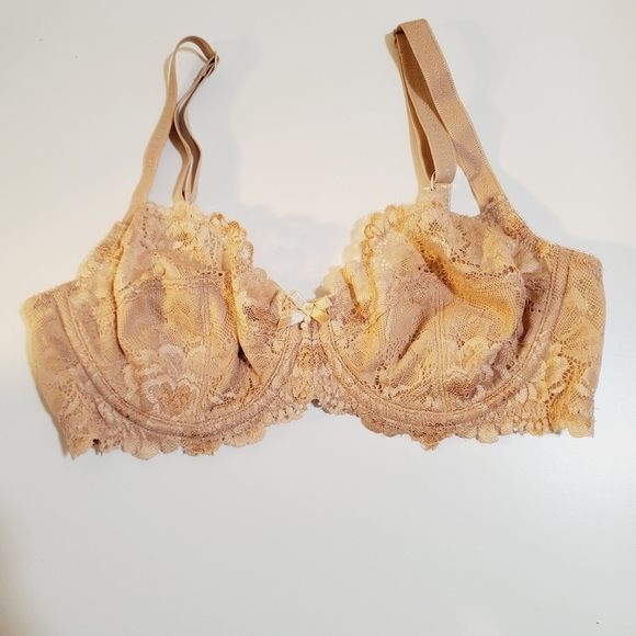 BARELY BREEZIES Biege Underwired Lace bra size 34C - Picture 2 of 8
